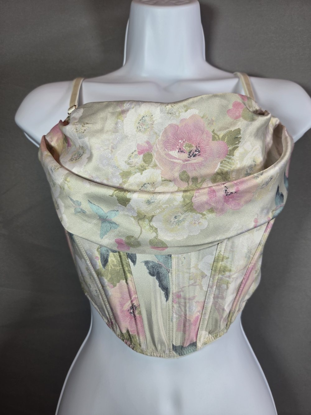 Victoria’s Secret Very Sexy Floral Satin Draped Corset Top Small NWT Flaw